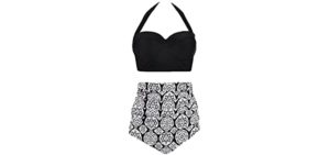 Amourri Women's Vintage - Big Thigh Flattering Bathing Suit