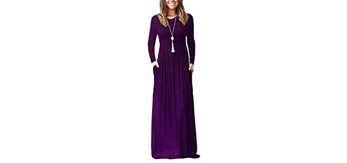 Auselily Women's Long Sleeve - Broad Shoulders Dress