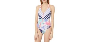 Hobie Women's Zip Front - Long Torso One-Piece Swimsuit