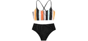 SweatyRocks Women's Striped - Teenager Bikini Set